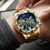 Noxwear - 2pcs/set Men Business Watches Fashion Arabic Dial Steel Band Male's Quartz Watch Set (Without Box）