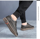 Noxwear - New Shoes for Men Genuine Leather Casual Shoes Spring Autumn Cool Black Flat Skateboard Shoes Youth Fashion Slip-on Sneakers