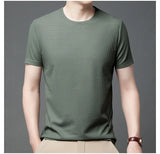Noxwear - New Summer Waffle Round Neck Short Sleeved T-shirt for Men's Short Sleeved Top