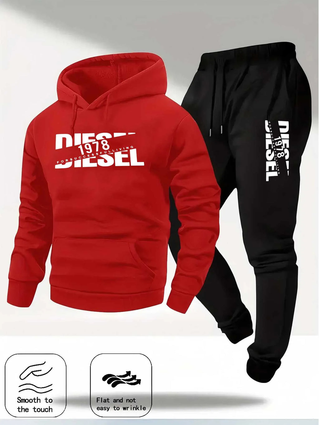 Noxwear-Men Fashion Print Tracksuit Hooded Sweatshirt+Sweatpants Set Autumn winter Casual Fitness Jogging Sports Two-Piece Unisex Outfit