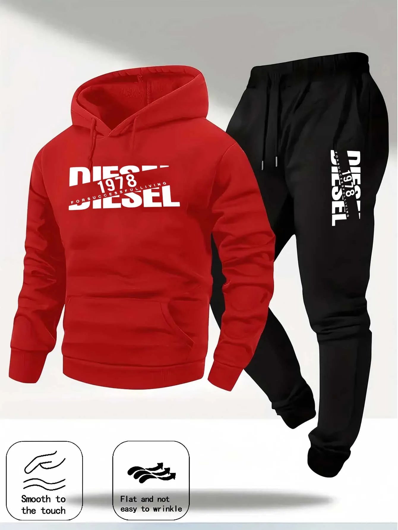 Noxwear-Men Fashion Print Tracksuit Hooded Sweatshirt+Sweatpants Set Autumn winter Casual Fitness Jogging Sports Two-Piece Unisex Outfit