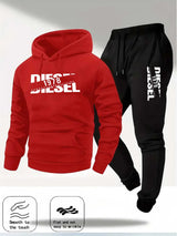 Noxwear-Men Fashion Print Tracksuit Hooded Sweatshirt+Sweatpants Set Autumn winter Casual Fitness Jogging Sports Two-Piece Unisex Outfit