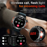 Noxwear - LIGE GPS Smart Watch Men LED Flashlight Compass Waterproof Bluetooth Call Health Watches Voice Assistant Military Smartwatch Men