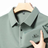 Noxwear - New Men's Business Casual Short Sleeved Shirt with Badge Solid Color Polo Shirt Fashionable Breathable Comfortable Versatile Top