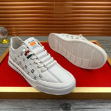 Noxwear - European New Shoes for Men Genuine Leather Casual Shoes Trend Print Flats Skateboard Shoes Youth Street Sneakers