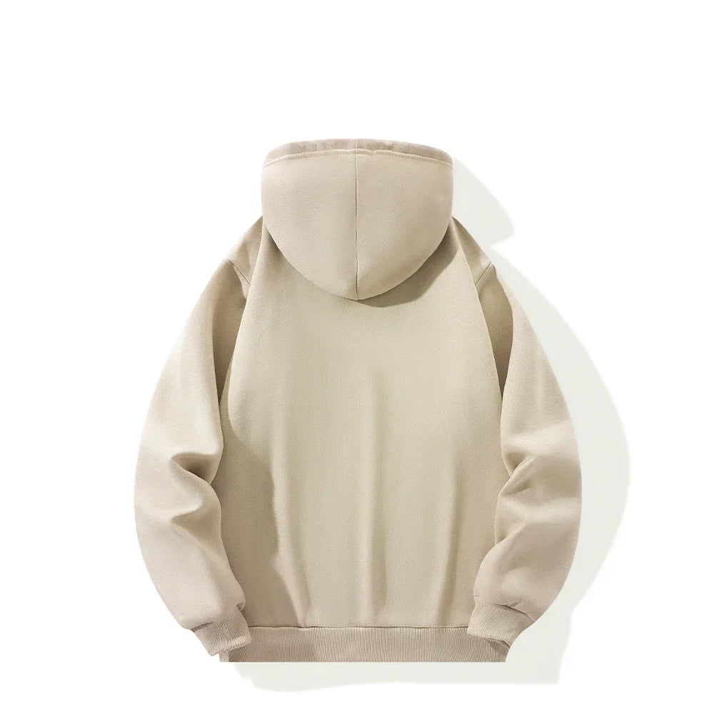 Noxwear - Men's Casual Thicken Hoodies Autumn Winter Long Sleeve Pullover Fashion Loose Solid Color Sweatshirt Spring Warm Outdoor Hoody