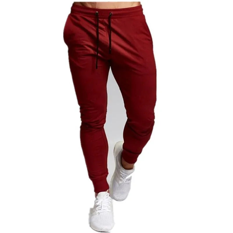 Men’s casual jogger sweatpants in red, perfect for everyday comfort and style.