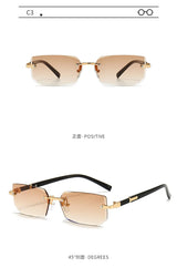 Noxwear - Rimless Sunglasses Rectangle Fashion Popular Women Men Shades Small Square Sun Glasses For Female Male Summer Traveling Oculos