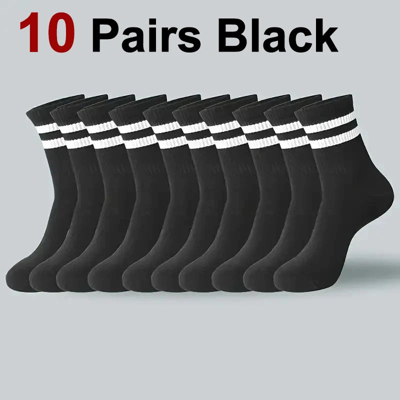 Noxwear - 5/10/20 Pairs Neutral Solid Color Round Neck Socks Spring Autumn Sweat Absorbing Breathable Comfortable All-season Sports Socks