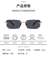 Noxwear - Rimless Sunglasses Rectangle Fashion Popular Women Men Shades Small Square Sun Glasses For Female Male Summer Traveling Oculos