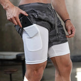 Noxwear - Camo Running Shorts Men Gym Sports Shorts 2 In 1 Quick Dry Workout Training Gym Fitness Jogging Short Pants Summer Men Shorts