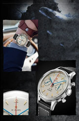 Noxwear - Men's watches 1963 pilot automatic watch 42mm waterproof retro quartz chronograph vintage dress watch