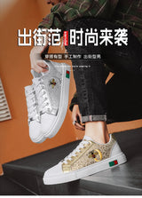 Noxwea - New Shoes for Men Leather Casual Shoes Trend Flat Skateboard Shoes Youth Street Cool Lace-up Sneaker