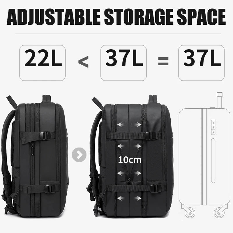 Noxwear - Bange Travel Backpack, Backpack School Expandable USB Bag Large Capacity 17.3 Laptop Waterproof