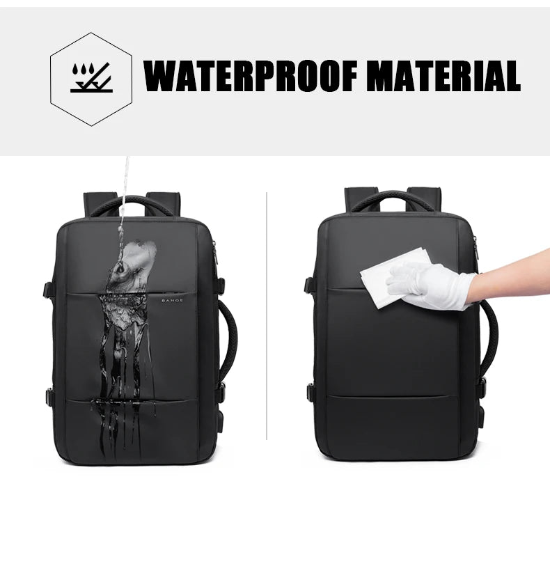 Noxwear - Bange Travel Backpack, Backpack School Expandable USB Bag Large Capacity 17.3 Laptop Waterproof