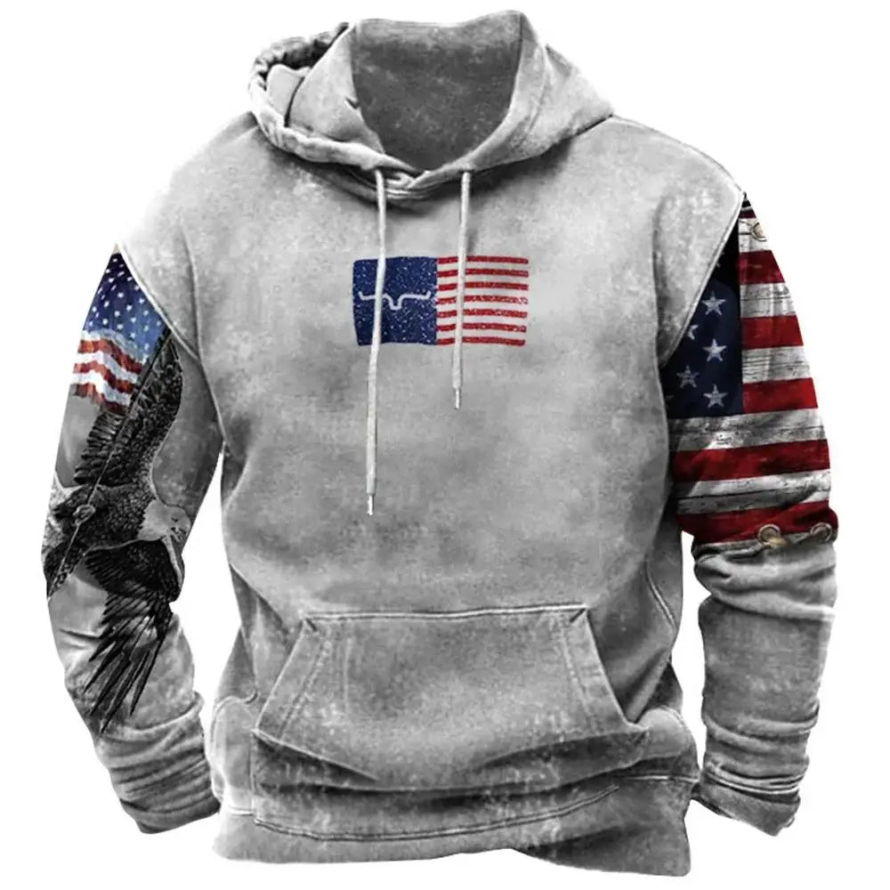 Noxwear - Fashion US Flag Print Hoodies For Men Hip Hop Trend Harajuku Vintage Clothes Spring and Autumn New in Sweatshirts Oversized Tops