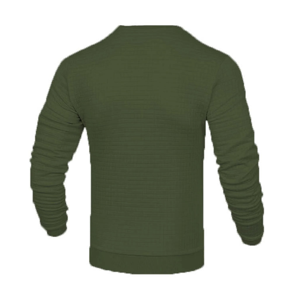 Noxwear - Men's coat fashion small check Waffle youth round neck jacquard check hoodie