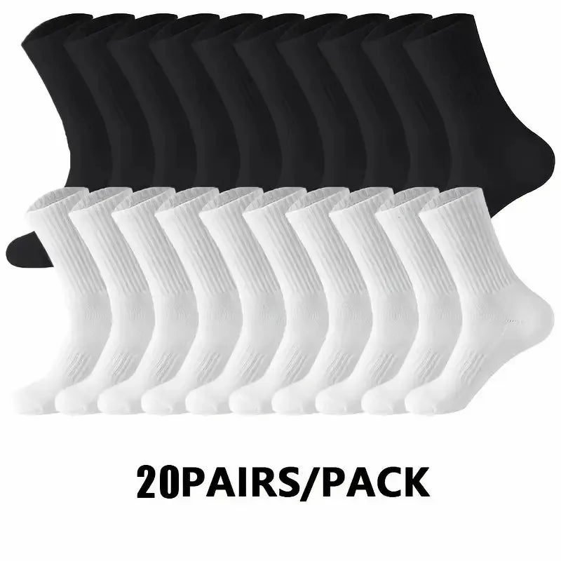 Noxwear - 5/10/20 Pairs Neutral Solid Color Round Neck Socks Spring Autumn Sweat Absorbing Breathable Comfortable All-season Sports Socks