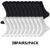 Noxwear - 5/10/20 Pairs Neutral Solid Color Round Neck Socks Spring Autumn Sweat Absorbing Breathable Comfortable All-season Sports Socks