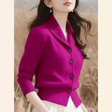 Noxwear 2025 New Spring Autumn Turndown Collar High End Women Knitt Cardigan Sweater Fashion Korean Version Female Knitwear Tops