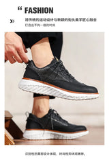 Noxwear - New Shoes for Men Leather Casual Shoes Fashion Breathable Brogues Sport Shoes Street Cool Chunky Sneakers