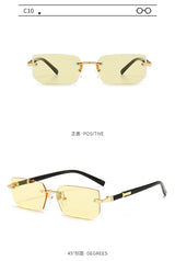 Noxwear - Rimless Sunglasses Rectangle Fashion Popular Women Men Shades Small Square Sun Glasses For Female Male Summer Traveling Oculos