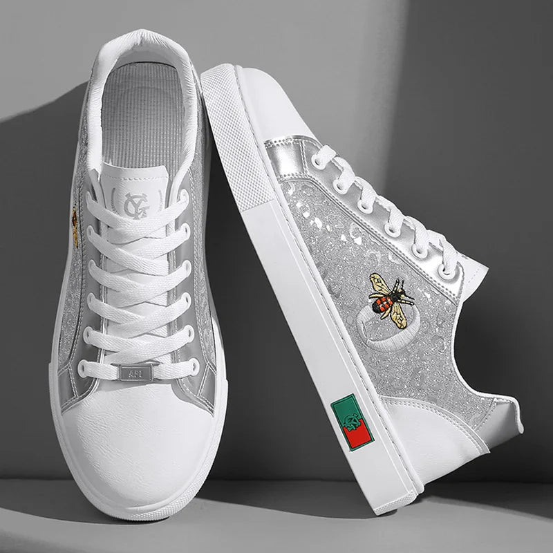 Noxwea - New Shoes for Men Leather Casual Shoes Trend Flat Skateboard Shoes Youth Street Cool Lace-up Sneaker