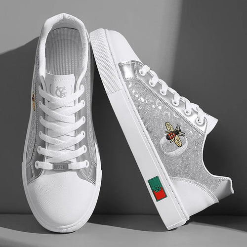 Noxwea - New Shoes for Men Leather Casual Shoes Trend Flat Skateboard Shoes Youth Street Cool Lace-up Sneaker