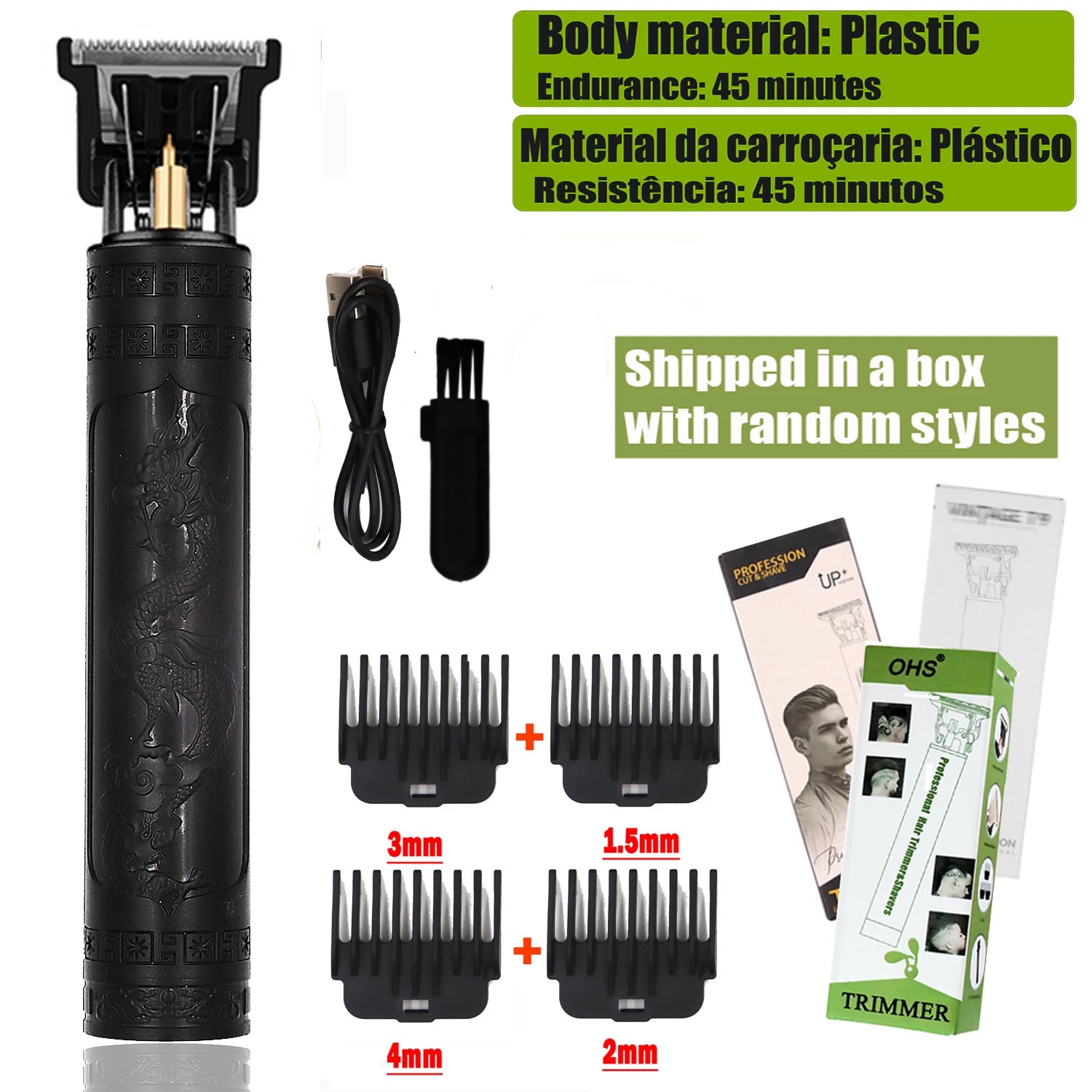 Noxwear - T9 Hair Clipper Repair Beard Shaving Body Hair Trimmer Clippers Electric Machine Men Haircut Machine 0mm Barber Shaver