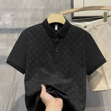 Noxwear - Summer New Men's Lop-up Hollow Short-sleeved Polo Tee Shirt Ice Silk Breathable Business Fashion T-Shirt Male Brand Clothes