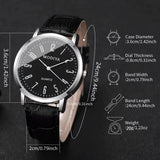 Noxwear - 3PCS/Set Fashio Arabic Dial Men Business Watches Casual Leather Strap Quartz Wristwatches Reloj Hombre（Without Box）