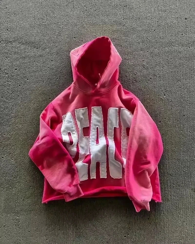 Noxwear Anime Hoodies in red featuring bold white GAP chest logo print, oversized fit, and casual streetwear style.