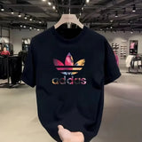 Noxwear - Summer and autumn simple and trendy machine-printed T-shirt loose and casual short-sleeved men's and women's sportswear top