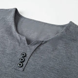 Noxwear - 2025 New Men's Business Casual Three Button V-neck Short Sleeved T-shirt Korean Style Summer Comfortable Versatile Top