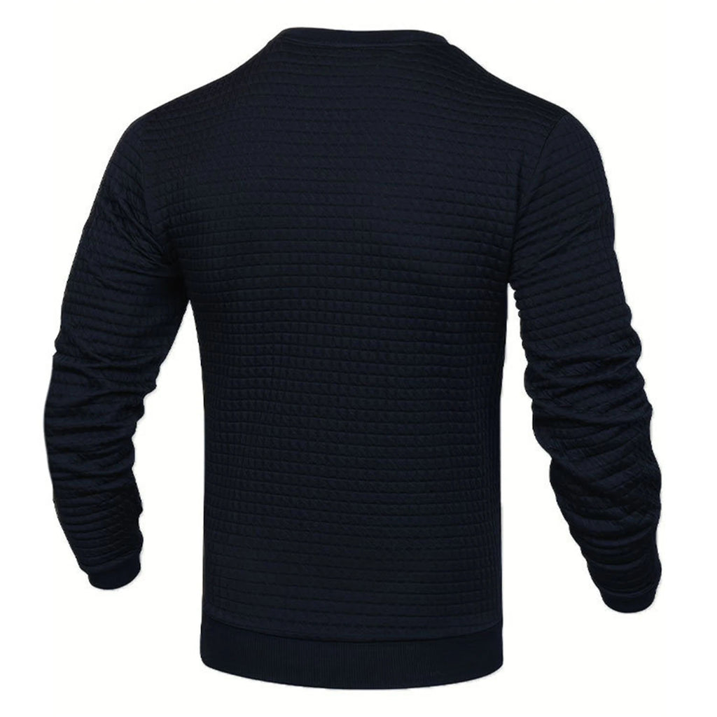Noxwear - Men's coat fashion small check Waffle youth round neck jacquard check hoodie