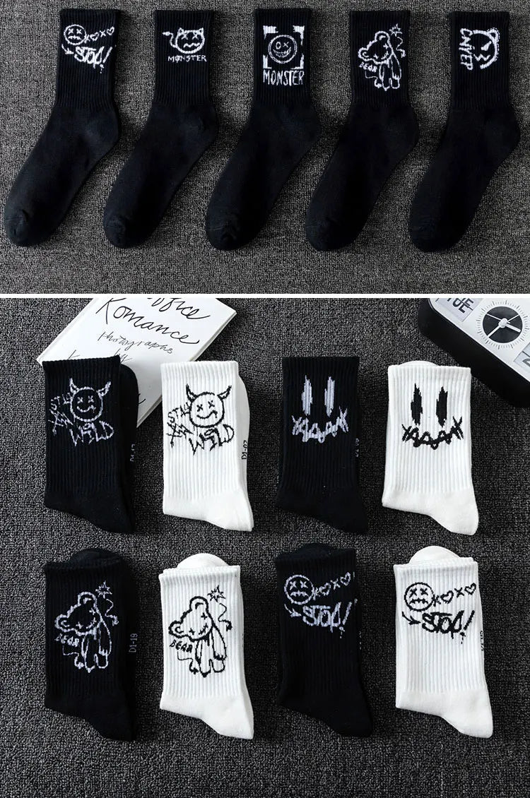 Noxwear - 10 pairs of men's sports socks, casual, breathable, and versatile. Ghost face graffiti personalized socks