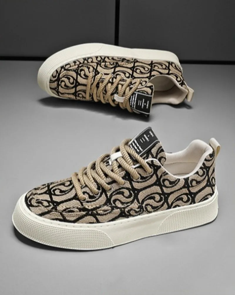Noxwear - Men's Graffiti Prints Canvas Sneakers 2024 Spring Autumn Breathable Fashion Vulcanize Shoes Outdoor Lace Up Men Casual Shoes
