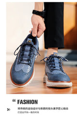 Noxwear - New Shoes for Men Leather Casual Shoes Fashion Breathable Brogues Sport Shoes Street Cool Chunky Sneakers