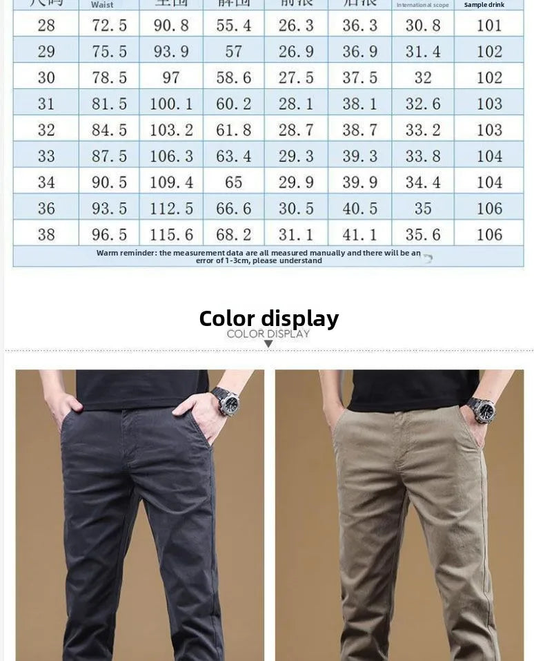 Noxwear - 2025 Summer Thin Cotton Men's Casual Pants Trendy Versatile Elastic Light Business Trousers Work Formal Slim Straight Pants