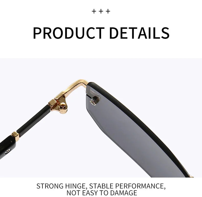 Noxwear - Rimless Sunglasses Rectangle Fashion Popular Women Men Shades Small Square Sun Glasses For Female Male Summer Traveling Oculos