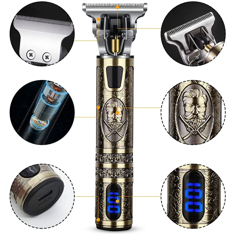Noxwear - T9 LCD Electric Hairdresser Oil Shaving Head Electric Pusher Carving