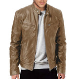 Noxwear - Motorcycle Leather Jackets Man Casual Fashion Motorcycle Coat Slim Fit Lapel PU Jackets Autumn Anti-wind Leather Coat Male
