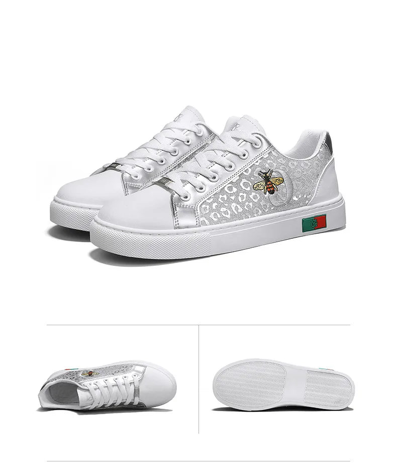 Noxwea - New Shoes for Men Leather Casual Shoes Trend Flat Skateboard Shoes Youth Street Cool Lace-up Sneaker