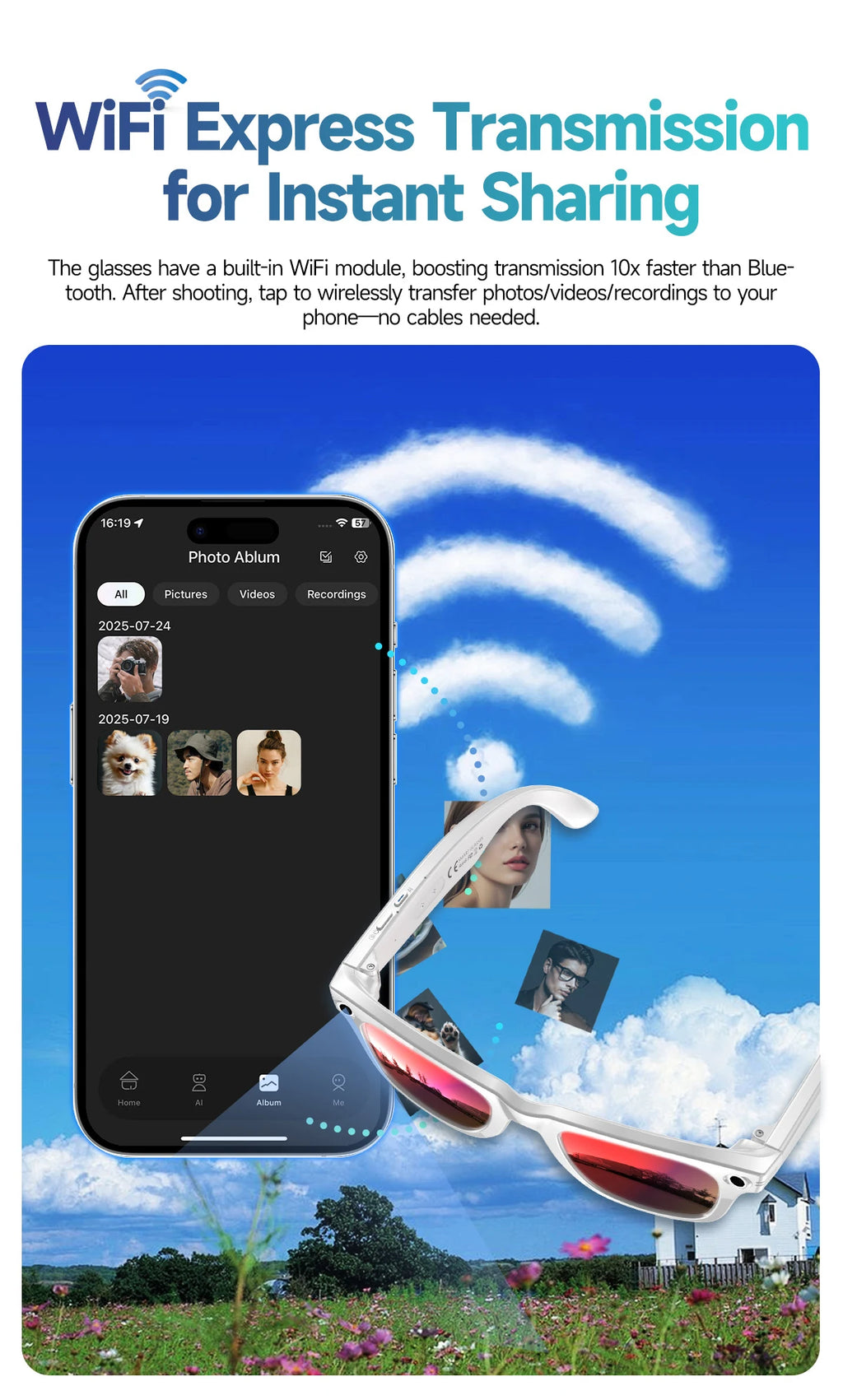 Noxwear - New 800W Camera AI Glasses Men Color-Changing Smart Translation Glasses Photo Video Recording Waterproof Call Smart Sunglasses