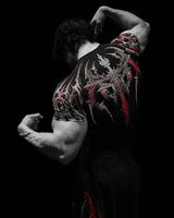 Noxwear - GYM T-shirt Men's Dark Gothic Print Muscle Tee  High Elasticity And Quick Drying Exercise For Bodybuilding Training 2025 Summer