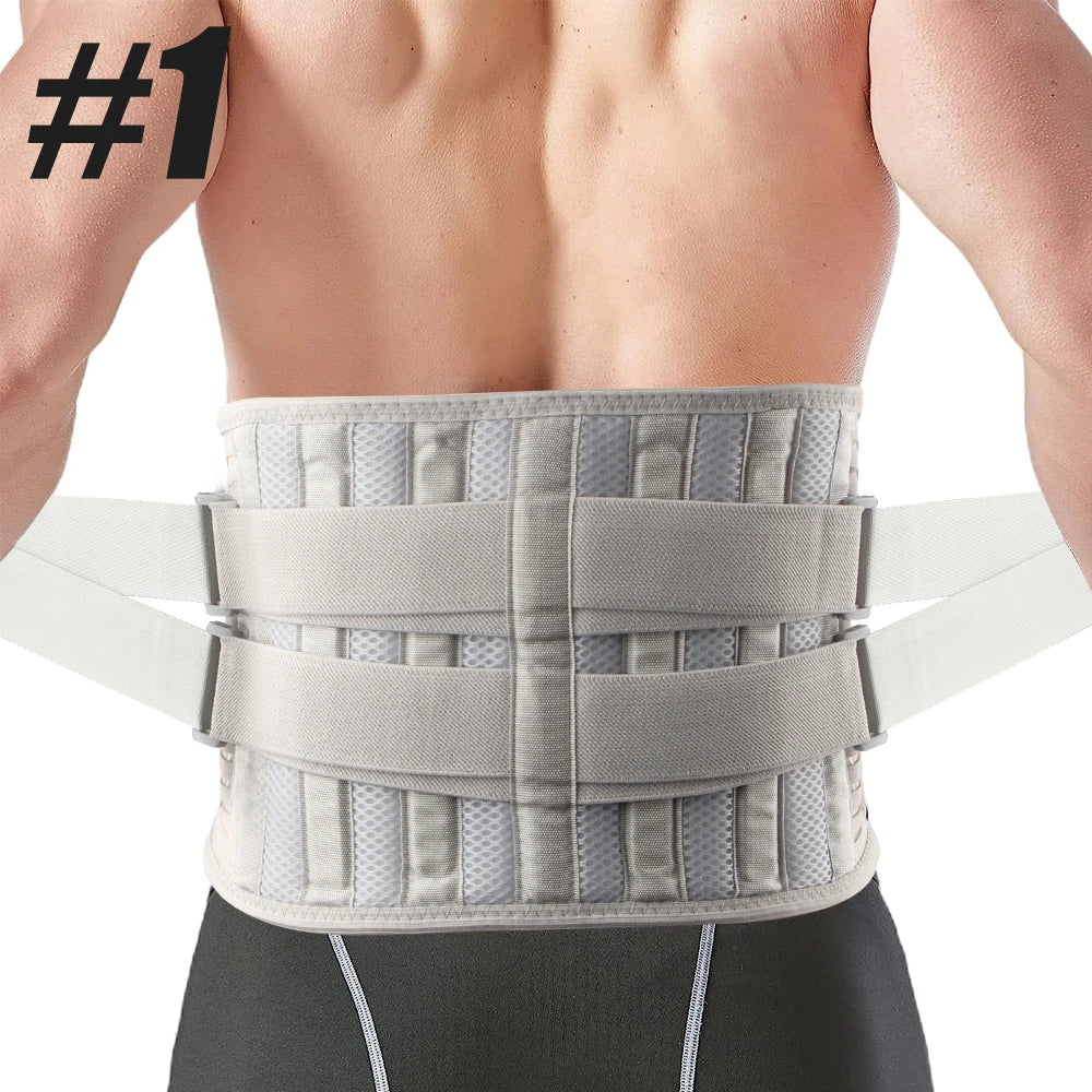 Noxwear - Lower Back Brace with 6 Stays Anti-skid Orthopedic Lumbar Support Breathable Waist Support Belt for Men Women Gym Pain Relief