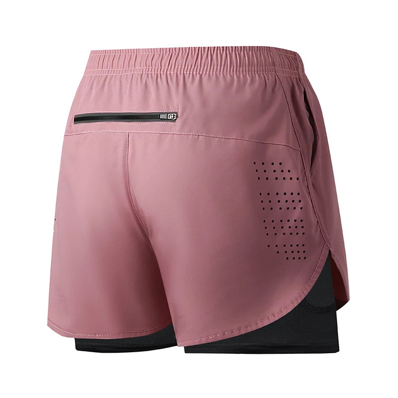Noxwear - Men's Running Shorts Quick-drying Fitness Black Double Layer Shorts Men New Sport Workout Training Bodybuilding Short Pants