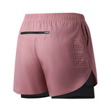 Noxwear - Men's Running Shorts Quick-drying Fitness Black Double Layer Shorts Men New Sport Workout Training Bodybuilding Short Pants