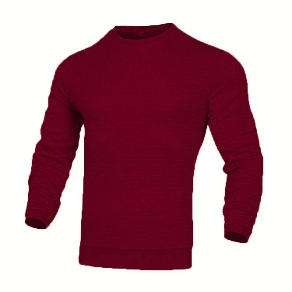 Noxwear - Men's coat fashion small check Waffle youth round neck jacquard check hoodie