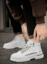 Noxwear - Winter Mens Warm Ankle Boots Fashion Versatile White Leather Shoes Outdoor Non-slip Sneakers for Man Motocycle Snows Boots Botas